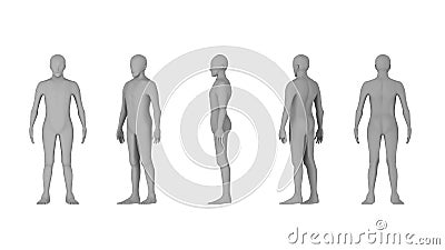 Wire frame of human bodies. Polygonal model on white background Cartoon Illustration