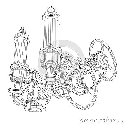 Wire-frame industrial equipment Vector Illustration