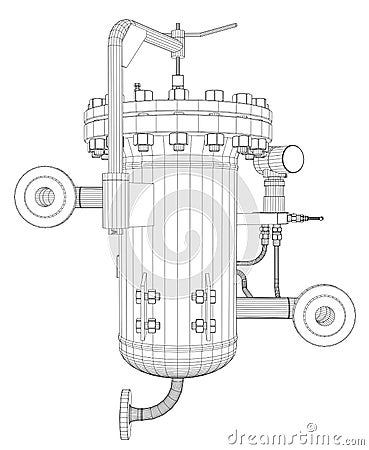 Wire-frame industrial equipment Vector Illustration