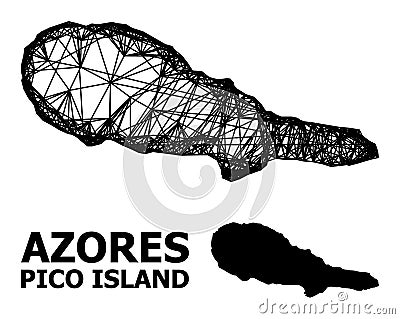 Wire Frame Map of Pico Island Stock Photo