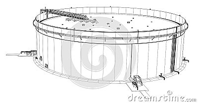 Wire-frame oil tank Vector Illustration