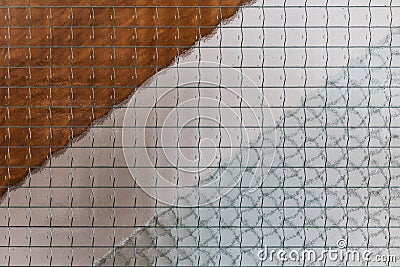 Wire glass window and banister texture background Stock Photo