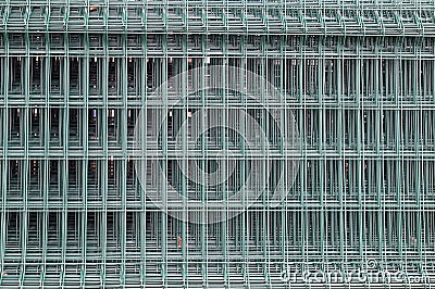 Wire mesh. It is a square grid with a straight line. It is created by welding together at all points to form a square Stock Photo