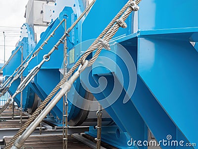 Wire ropes with turnbuckles and clamps Stock Photo