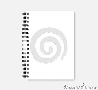 Wire spiral empty notebook - white A5 diary realistic vector mockup Vector Illustration