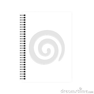 Wire spiral empty white A4 notebook blank page vector mock-up Vector Illustration
