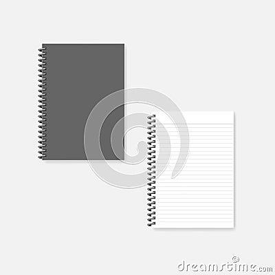 Wire spiral lined A4 note book spiral diary - cover and page mockup Vector Illustration