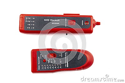 Wire Tracker, Line Finder Cable Tester for Network LAN Ethernet Cable Collation isoleated on white background. Portable Handheld Stock Photo