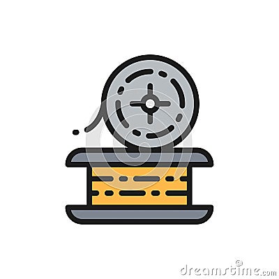 Wire for welding work, metal wire flat color line icon. Vector Illustration