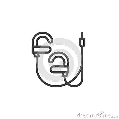 Wired Earphones line icon Vector Illustration