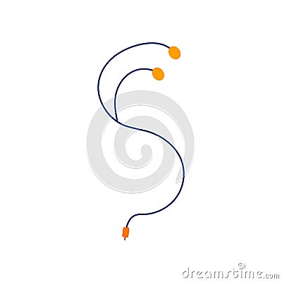 Wired earphones for phone on a white background Cartoon Illustration