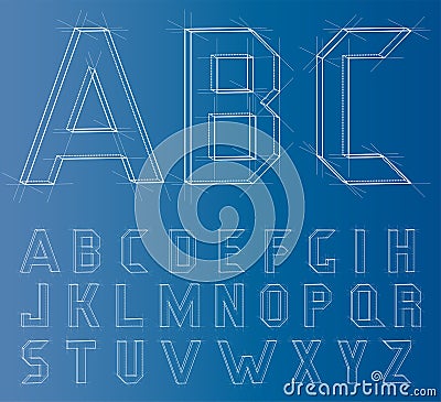 Wireframe Alphabet Font. Vector Vector Illustration