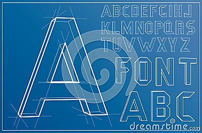 Wireframe Alphabet Font. Vector Vector Illustration