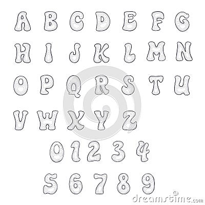 Wireframe alphabet A-Z capital letter with number Vector Illustration