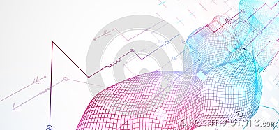 Wireframe Big Data concept. Abstract digital futuristic vector illustration on technology background. Data mining and management Vector Illustration