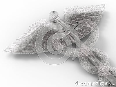 Wireframe caduceus illustration Cartoon Illustration