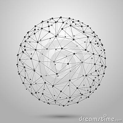 Wireframe 3D mesh polygonal vector sphere Vector Illustration