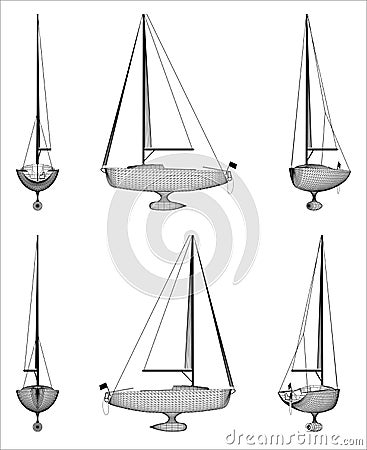 Wireframe design of Luxury yacht Stock Photo