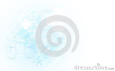 Wireframe DNA molecules structure mesh on soft blue background. Science and Technology concept Vector Illustration