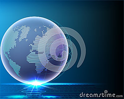 Wireframe Global world bigdata information line network quality Vector Illustration