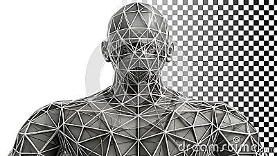 Wireframe human bust, abstract portrait, digital avatar design png transparent image Generative AI Stock Photo