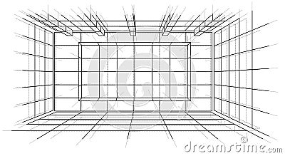 Wireframe Interior. Sketch Style. Vector Vector Illustration