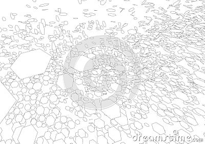 Wireframe landscape on white background. Abstract geometric vector technology background. 3d vector digital background. Vector Illustration