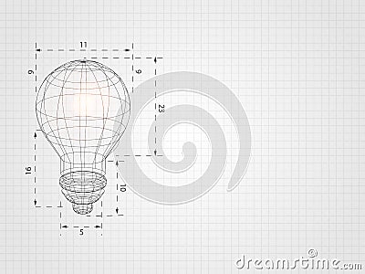 Wireframe lightbulb on grid represent technology concept and innovation. Technology Background. Vector Illustration Stock Photo