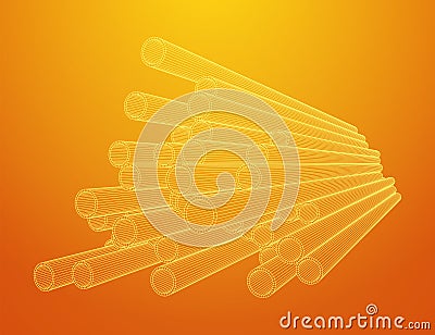 Wireframe metallurgy round tubes Vector Illustration