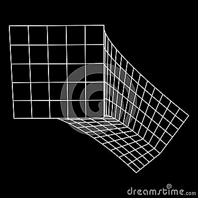 Wireframe Mesh Bend Box Vector Illustration