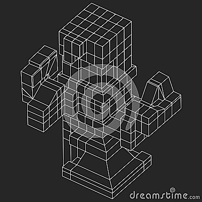 Wireframe Mesh Cubes element. Vector Illustration