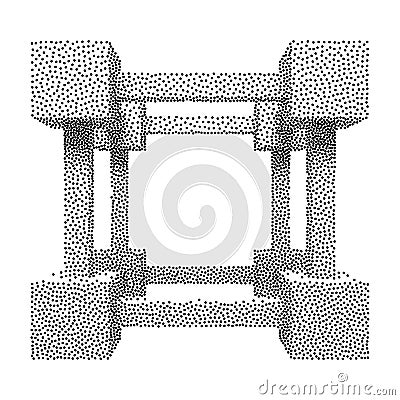 Wireframe Mesh Dotwork Vector Cube Vector Illustration