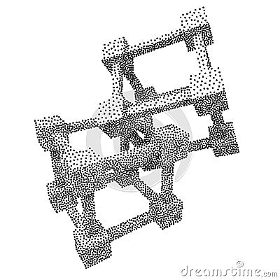 Wireframe Mesh Dotwork Vector Cube Vector Illustration
