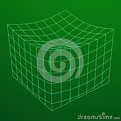 Wireframe Mesh Melt Box Vector Illustration