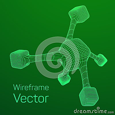 Wireframe Mesh Molecule Vector Illustration