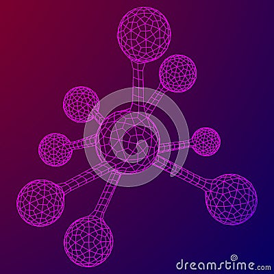 Wireframe Mesh Molecule Vector Illustration