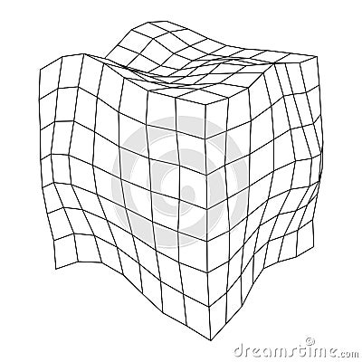 Wireframe Mesh Noise Box Vector Illustration