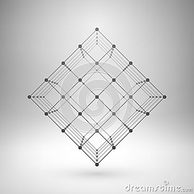 Wireframe mesh polygonal cube Vector Illustration