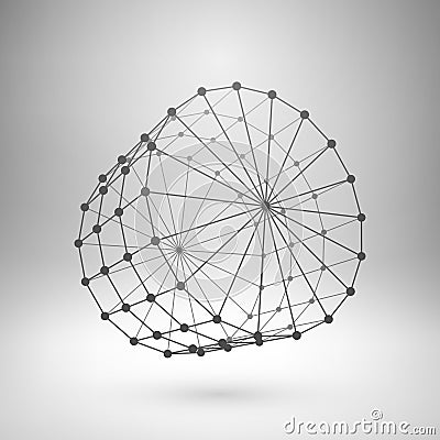 Wireframe mesh polygonal cylinder Vector Illustration