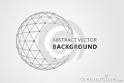 Wireframe mesh polygonal element. Sphere with connected lines and dots Vector Illustration