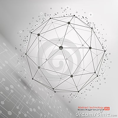 Wireframe mesh polygonal element. Abstract sphere. Connection Structure. Complex geometric shapes. Modern Technology Concept. Vector Illustration