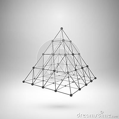 Wireframe mesh polygonal pyramid Vector Illustration