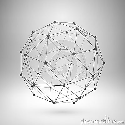 Wireframe mesh polygonal sphere Vector Illustration