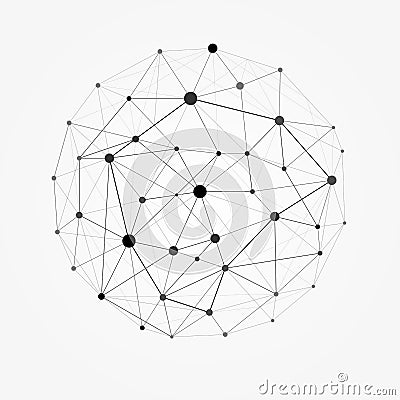 Wireframe mesh polygonal sphere. Network line, design sphere, dot and structure illustration Vector Illustration