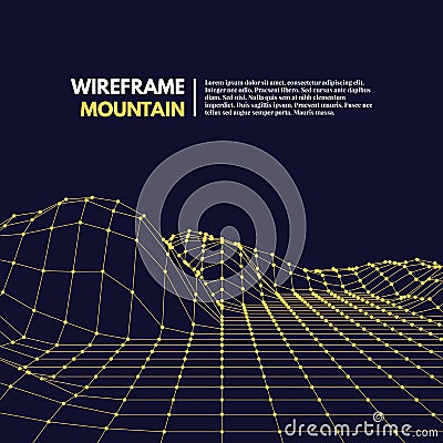 Wireframe mesh polygonal surface Vector Illustration