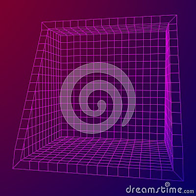 Wireframe Mesh Slice Box Vector Illustration