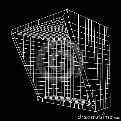 Wireframe Mesh Slice Box Vector Illustration