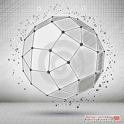 Wireframe Polygonal Element. Technological development and communication. Abstract Geometric 3D Object with Thin Lines Vector Illustration