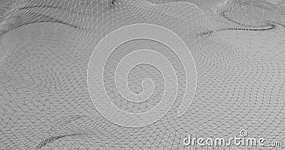 Wireframe render in 3d illustration colorless on white abstract Cartoon Illustration