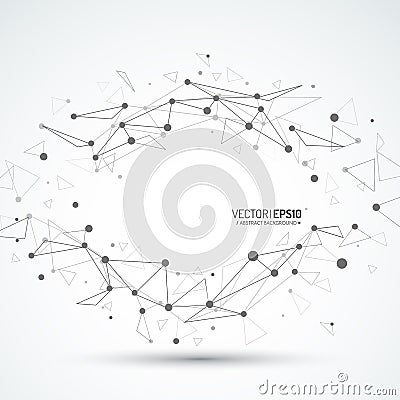 Wireframe vector sphere. Digital abstract background. Connection with lines and dots. Hi tech technology illiustration Vector Illustration